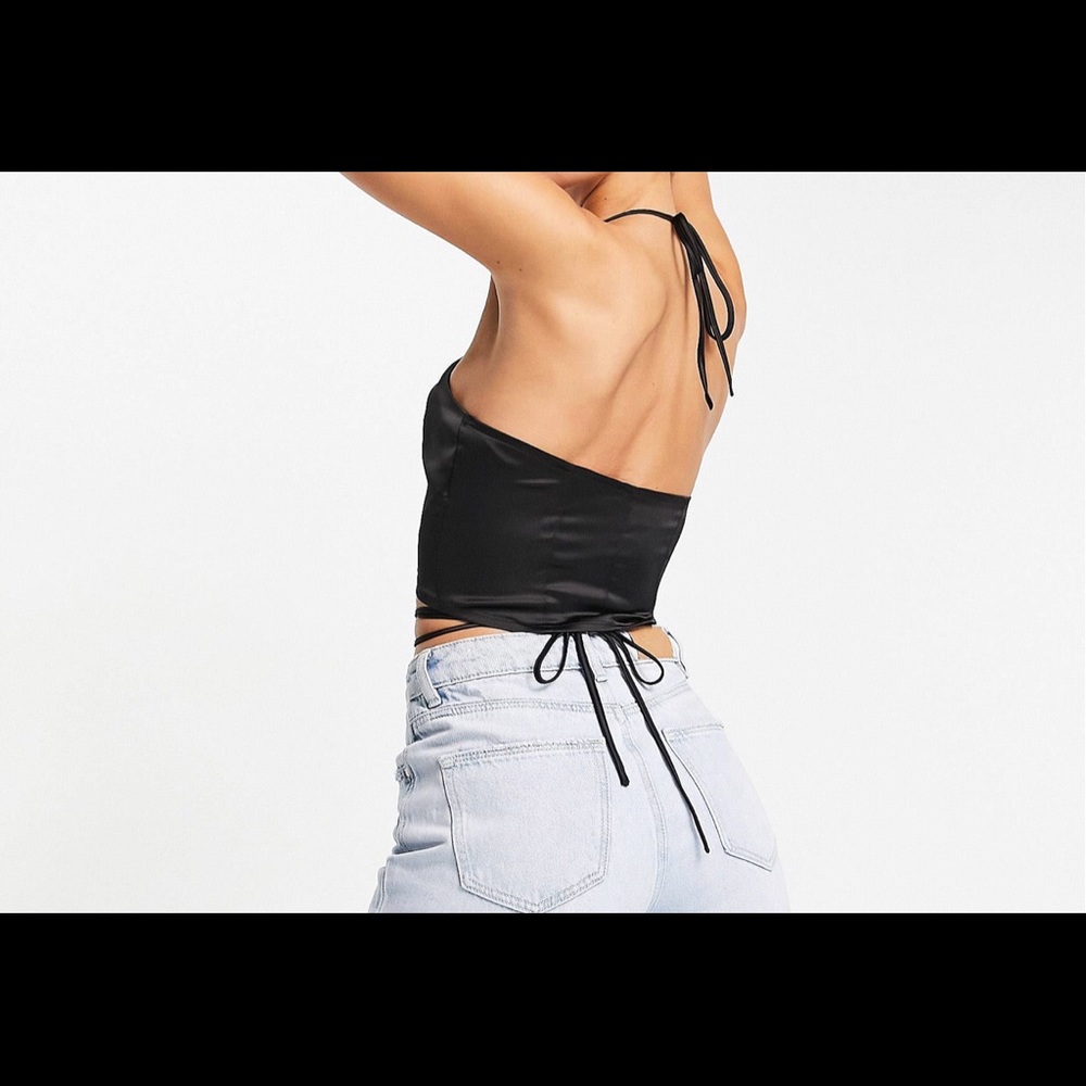 Black. Satin open cami
